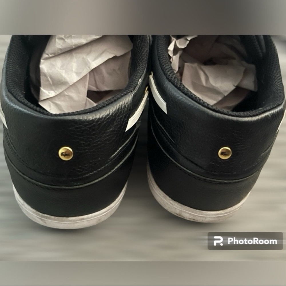 Lacoste Dreyfus AP black leather w/white trim men size 9 - Picture 4 of 7